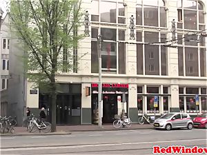 huge boobed Amsterdam prostitute gets jism showered
